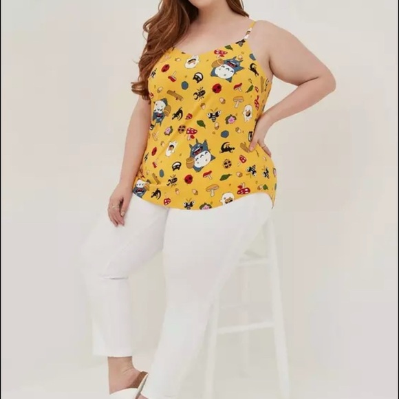 Retired! Studio Ghibli Totoro Ava Cami - Stretch Challis Yellow - Picture 5 of 9